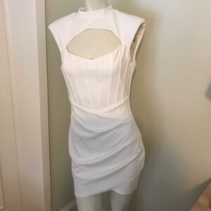Elegant White Cut-Out Dress